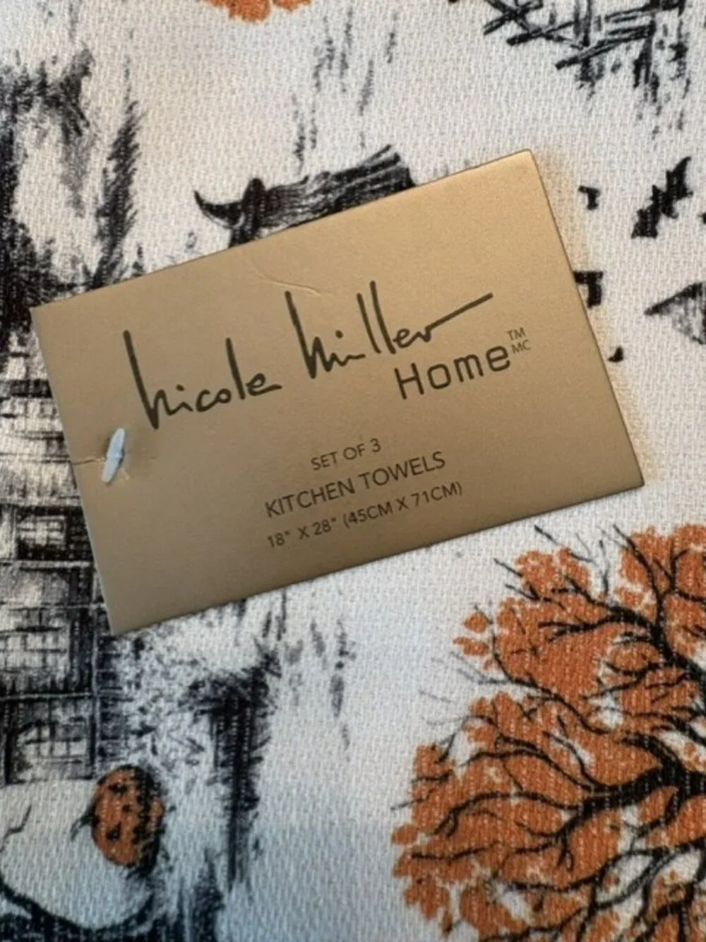 Nicole Miller Halloween Kitchen Towels Ghost Witch Haunted House 18x28